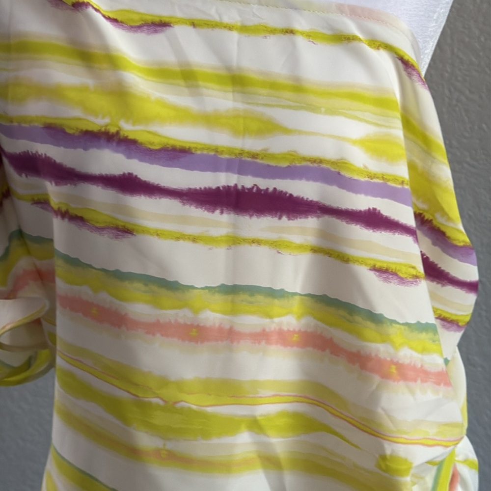 Jennifer Lopez Yellow Pink Asymmetrical one shoulder  Blouse XL - Picture 4 of 7
